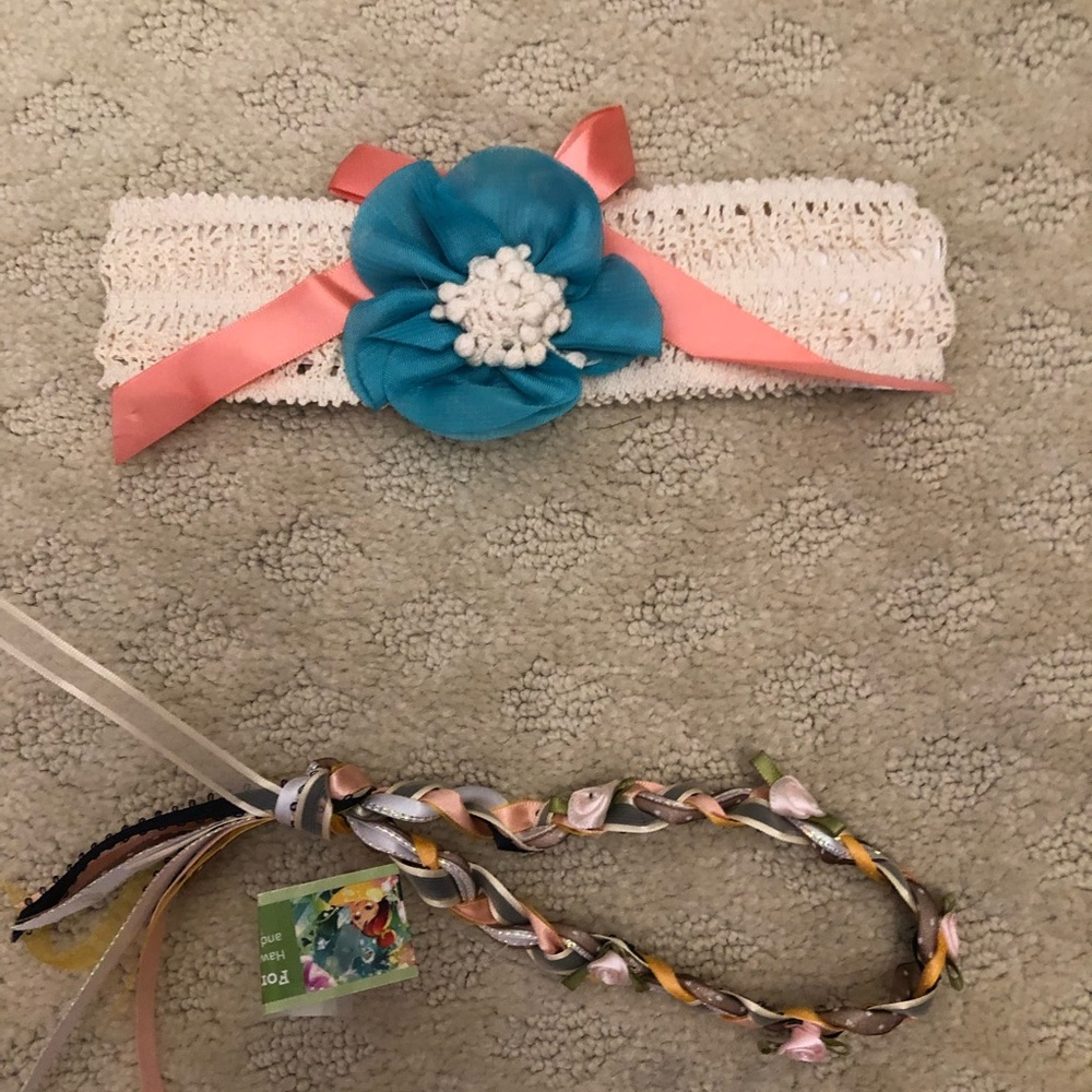 Kids Floral Headband with Pink and Blue Accents